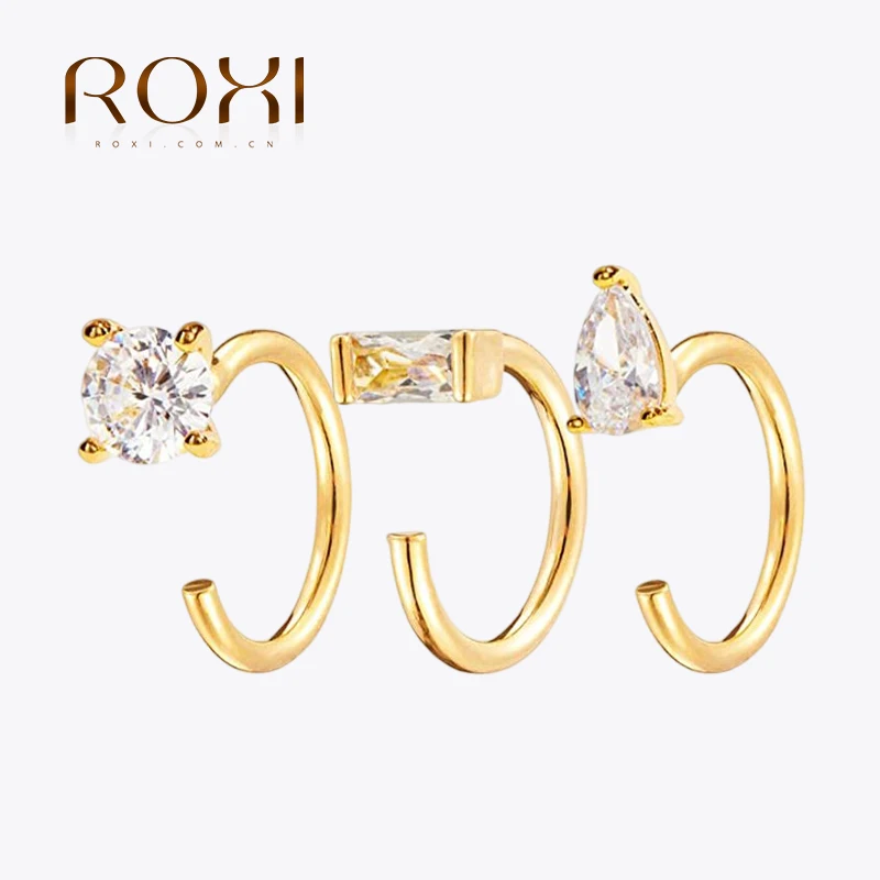 ROXI S925 Sterling Silver Geometric Zircon Ear Hook 4 Piece Stud Earrings For Women Men Minimalist Ear Piercing Boucle Oreille
ROXI S925 Sterling Silver Geometric Zircon Ear Hook 4 Piece Stud Earrings For Women Men Minimalist Ear Piercing Boucle Oreille