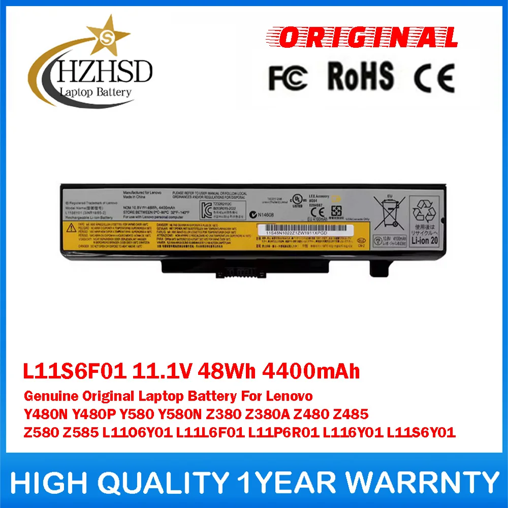 L11S6F01 11.1V 48Wh 4400mAh Genuine Original Laptop Battery For Lenovo L11O6Y01 L11L6F01 L11P6R01 L116Y01 L11S6Y01 Y480N Y480P
L11S6F01 11.1V 48Wh 4400mAh Genuine Original Laptop Battery For Lenovo L11O6Y01 L11L6F01 L11P6R01 L116Y01 L11S6Y01 Y480N Y480P