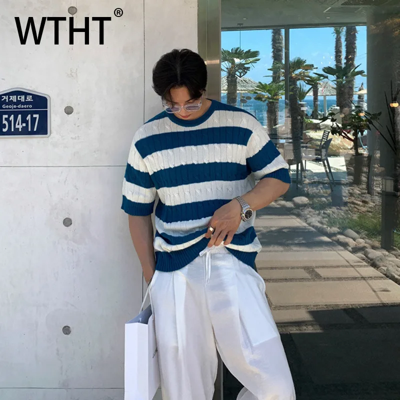 WTHT Fashion Men's Striped Contrast Color Knit Loose T-shirts Trendy Short Sleeves O-neck Casual Tops Male 2025 Summer 2A0917
WTHT Fashion Men's Striped Contrast Color Knit Loose T-shirts Trendy Short Sleeves O-neck Casual Tops Male 2025 Summer 2A0917