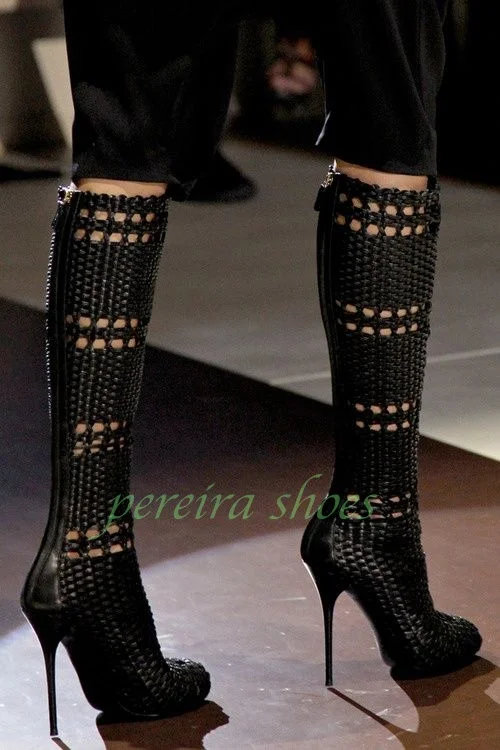 Lady Gladiator Black Cut-Out Design Pu Knee Boots Footwear Stiletto Heel Black Hollow Sexy Punk Daily Runway Knee Boots Size 46
Lady Gladiator Black Cut-Out Design Pu Knee Boots Footwear Stiletto Heel Black Hollow Sexy Punk Daily Runway Knee Boots Size 46