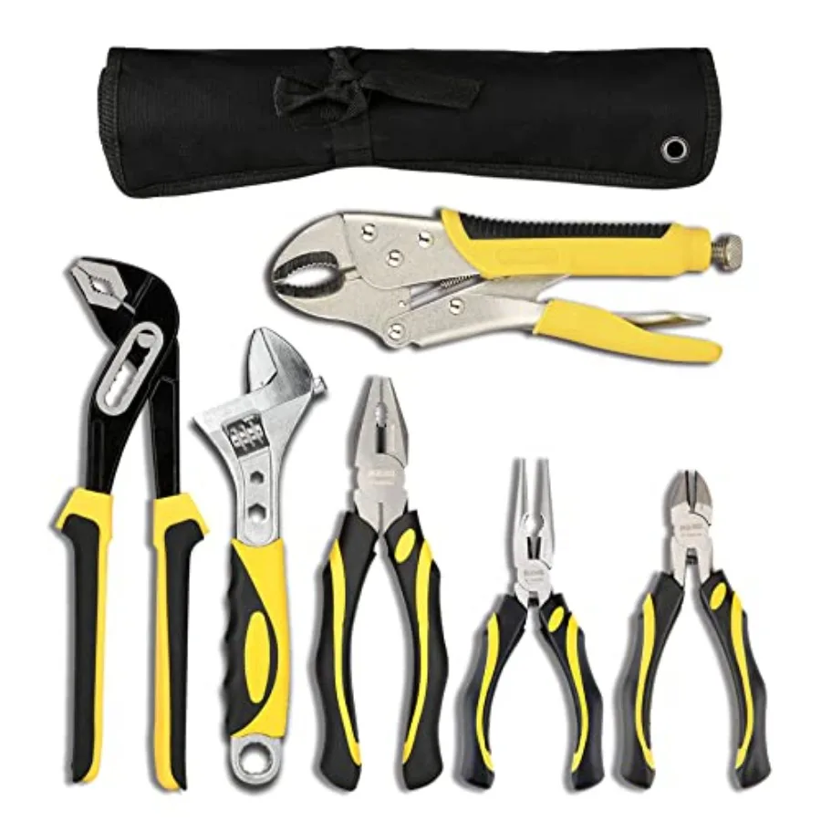 Pliers Set - 6-Piece Kit with Groove Joint, Adjustable Wrench, Combination, Locking and Long Nose Diagonal Cutting Pliers
Pliers Set - 6-Piece Kit with Groove Joint, Adjustable Wrench, Combination, Locking and Long Nose Diagonal Cutting Pliers