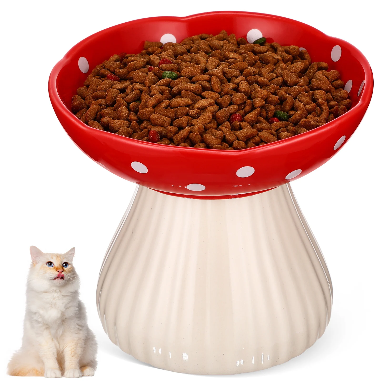 Raised Cat Bowl Ceramic Wide Shallow Design Comfortable Eating for Cats Elevated Pet Feeding Bowl Home Use Elegant Mushroom
Raised Cat Bowl Ceramic Wide Shallow Design Comfortable Eating for Cats Elevated Pet Feeding Bowl Home Use Elegant Mushroom
