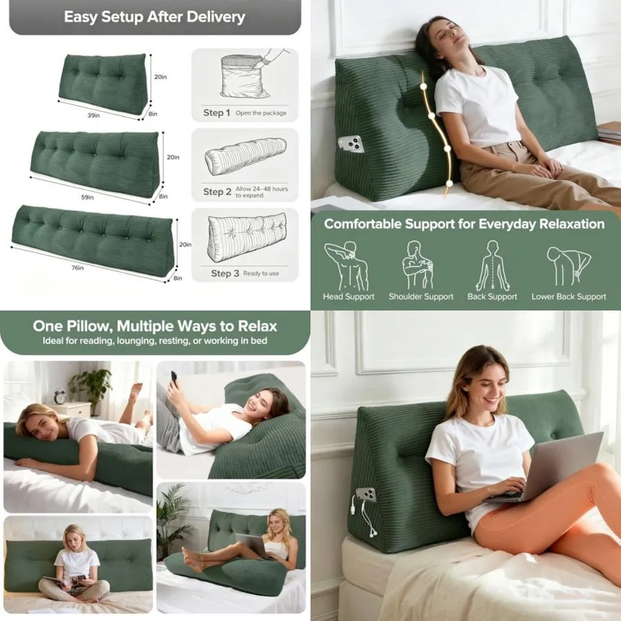 Headboard Pillow for Sitting Up in Bed, Size Backrest Triangle Reading Pillow for Daybed, Supportive Bed Back Pillow for Readin
Headboard Pillow for Sitting Up in Bed, Size Backrest Triangle Reading Pillow for Daybed, Supportive Bed Back Pillow for Readin