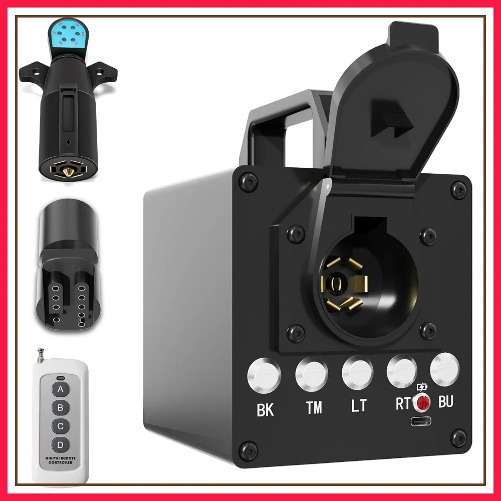 Portable Trailer Light Tester Box with 12V 10Ah Battery, Wireless Remote, 7-Way Round & 3/4/5 Flat Pin
Portable Trailer Light Tester Box with 12V 10Ah Battery, Wireless Remote, 7-Way Round & 3/4/5 Flat Pin