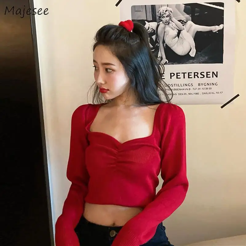 Pullovers Women Design Solid Stylish Slim Tender Square Collar All-match Long Sleeve Minimalist Cropped Clothes College Basic
Pullovers Women Design Solid Stylish Slim Tender Square Collar All-match Long Sleeve Minimalist Cropped Clothes College Basic