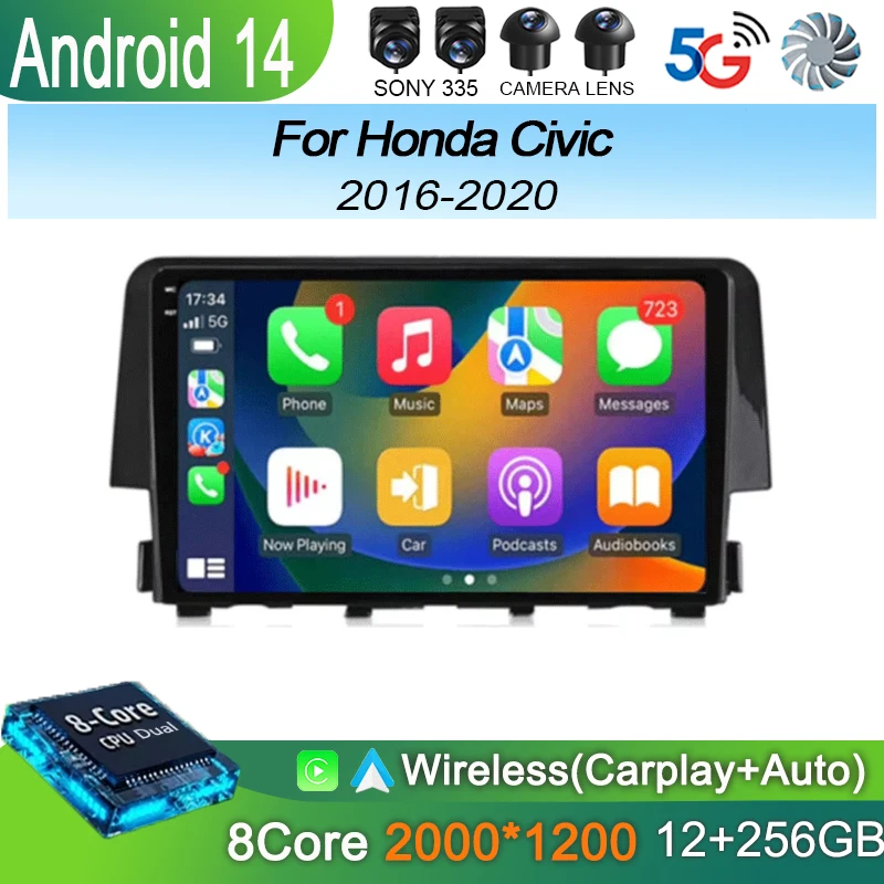 Автомобильный радиоприемник Android 14 для Honda Civic 2016-2020 стерео мультимедийный видеоплеер навигация GPS беспроводной Carplay Auto 4G WIFI DSP
Автомобильный радиоприемник Android 14 для Honda Civic 2016-2020 стерео мультимедийный видеоплеер навигация GPS беспроводной Carplay Auto 4G WIFI DSP