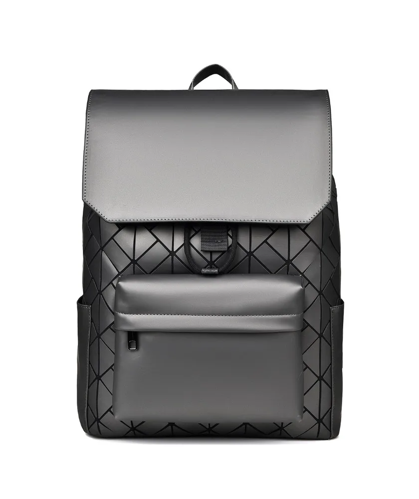 Black geometric embossed roll top backpack with PU leather straps water resistant fabric two front zipper pockets for work
Black geometric embossed roll top backpack with PU leather straps water resistant fabric two front zipper pockets for work