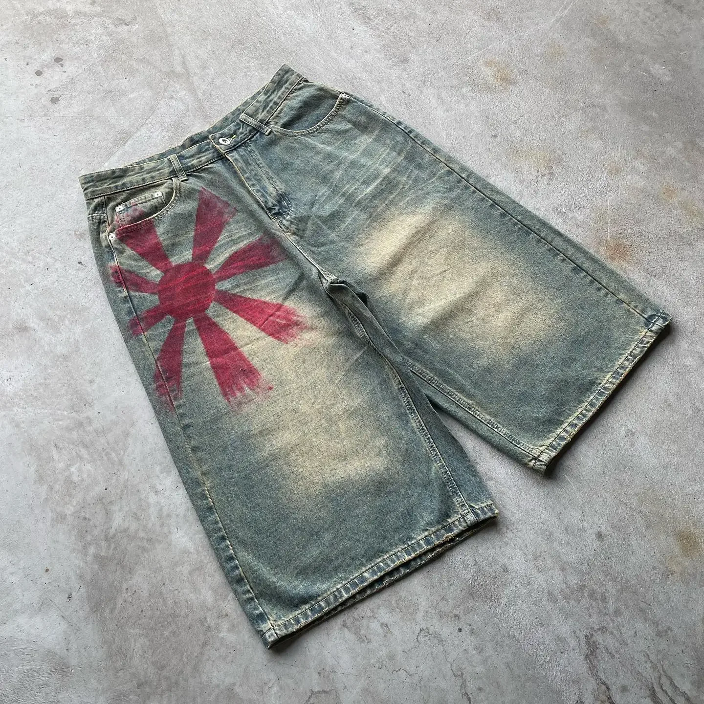 Американские новые красные джинсовые шорты с геометрическим принтом Y2K Street Harajuku, свободные потертые шорты, мужские хип-хоп, готическая повседневная уличная одежда в стиле панк
Американские новые красные джинсовые шорты с геометрическим принтом Y2K Street Harajuku, свободные потертые шорты, мужские хип-хоп, готическая повседневная уличная одежда в стиле панк
