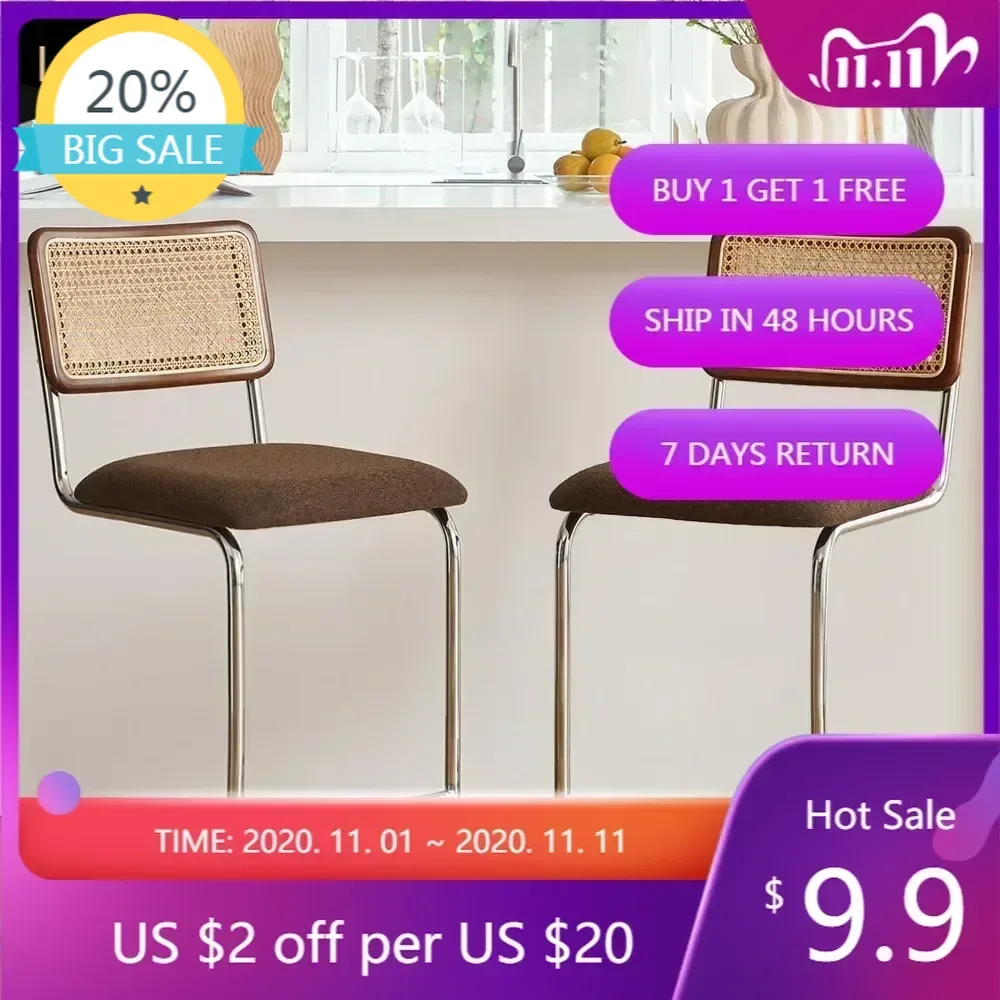 Бестселлер: Комплект из 2 барных стульев из натурального ротанга с деревянной спинкой, высота 24 дюйма, в стиле середины века, модель Cesca
Бестселлер: Комплект из 2 барных стульев из натурального ротанга с деревянной спинкой, высота 24 дюйма, в стиле середины века, модель Cesca