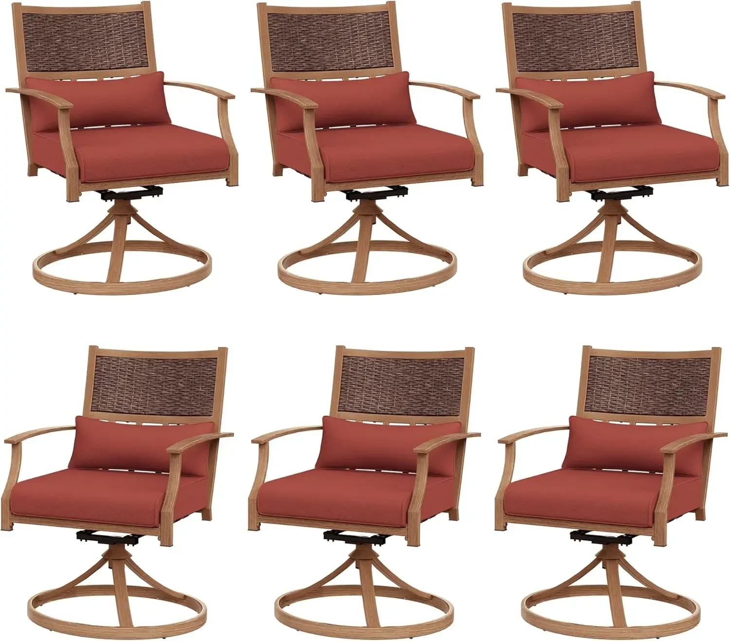 Patio Swivel Chairs Set of 6, Outdoor Dining Chairs with Deep Seat Cushions, All-Weather Rocker, Red
Patio Swivel Chairs Set of 6, Outdoor Dining Chairs with Deep Seat Cushions, All-Weather Rocker, Red