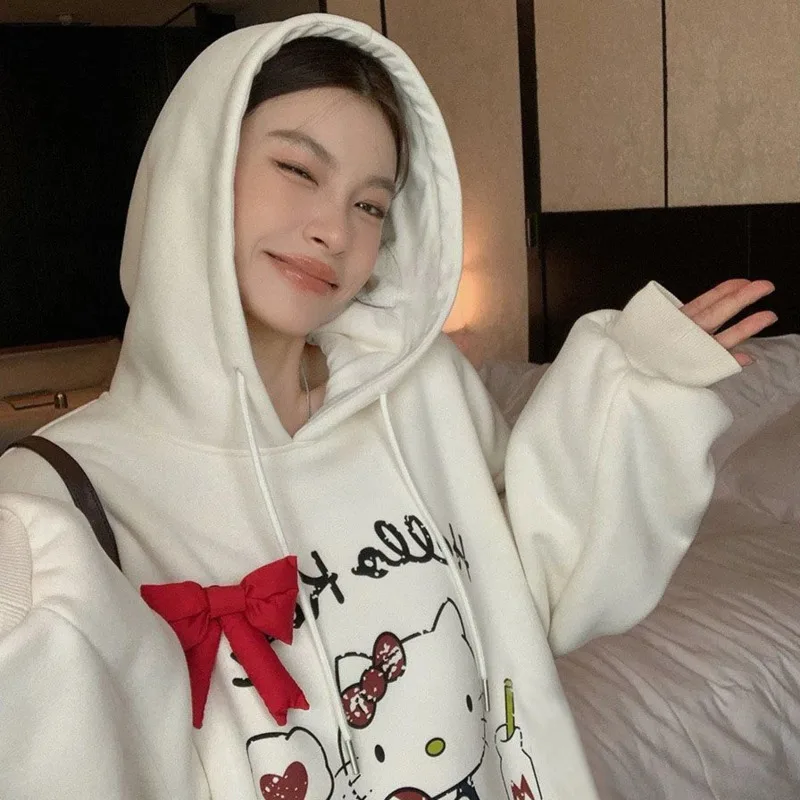 Sanrio Hello Kitty Sweet Cartoon Printed Hoodie Women's Loose Autumn Winter Thick Versatile Top Korean Version Casual Sweatshirt
Sanrio Hello Kitty Sweet Cartoon Printed Hoodie Women's Loose Autumn Winter Thick Versatile Top Korean Version Casual Sweatshirt