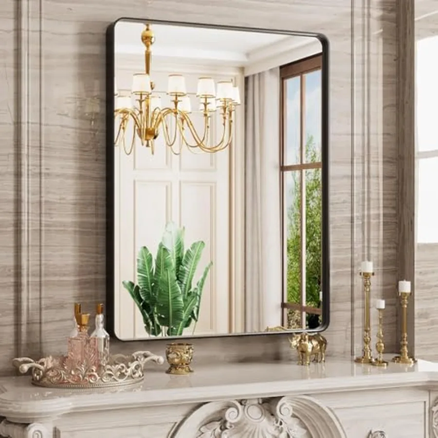Black Bathroom Mirror 28X36 Inch, Black Metal Framed Vanity Mirror for Wall, Rounded Rectangle Matte Tempered Glass, Anti-Rust,
Black Bathroom Mirror 28X36 Inch, Black Metal Framed Vanity Mirror for Wall, Rounded Rectangle Matte Tempered Glass, Anti-Rust,