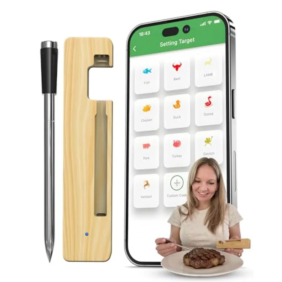 Grill Sync Wireless Meat Thermometer for Grilling, Smoking, Bluetooth Cooking with Dual Sensor Probe, Smart App Control for Gri
Grill Sync Wireless Meat Thermometer for Grilling, Smoking, Bluetooth Cooking with Dual Sensor Probe, Smart App Control for Gri