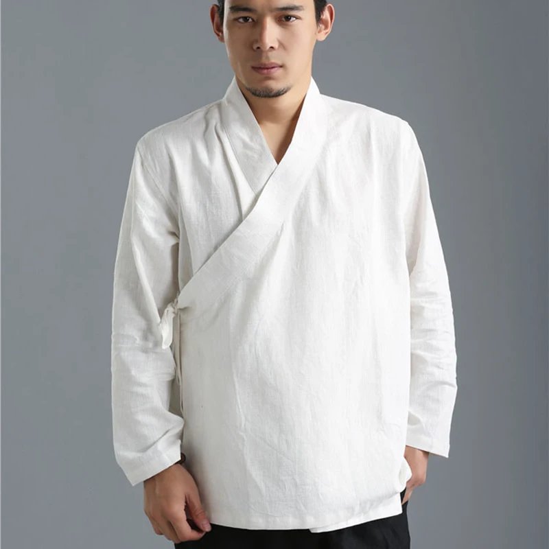 LZJN Men's Fashionable Ramie Long-Sleeve Solid Color Shirt with National Style, Hanfu, and Chinese Style, Comfortable and Loose
LZJN Men's Fashionable Ramie Long-Sleeve Solid Color Shirt with National Style, Hanfu, and Chinese Style, Comfortable and Loose