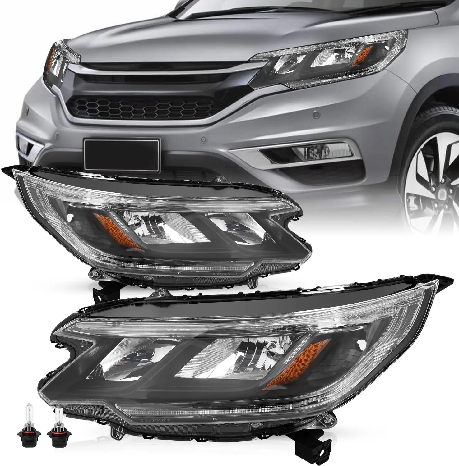 Фара в сборе для Honda CRV Factory Style 2015, 2016, передняя фара с лампочками, черный корпус с янтарным отражением
Фара в сборе для Honda CRV Factory Style 2015, 2016, передняя фара с лампочками, черный корпус с янтарным отражением