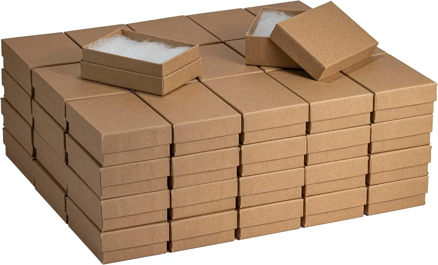 100 Recycled Kraft Cotton Filled Jewelry Boxes 3 1/8 x 2 1/8 x 1 inch for Pendants Pins Gift Packaging
100 Recycled Kraft Cotton Filled Jewelry Boxes 3 1/8 x 2 1/8 x 1 inch for Pendants Pins Gift Packaging