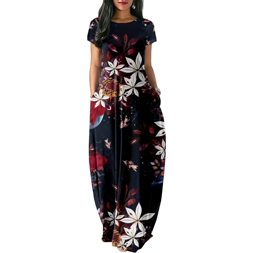 Retro flowers Print Women Casual Short Sleeve Dress Loose Long Double Pocket Beach Vacation Woman Dress
Retro flowers Print Women Casual Short Sleeve Dress Loose Long Double Pocket Beach Vacation Woman Dress
