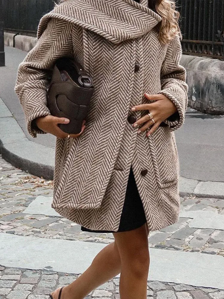 Fashion Tweed Stripe Coat With Scarf Women Chic Single Breasted Long Sleeve Pocket Jackets 2024 Autumn New Lady Vintage Overcoat
Fashion Tweed Stripe Coat With Scarf Women Chic Single Breasted Long Sleeve Pocket Jackets 2024 Autumn New Lady Vintage Overcoat