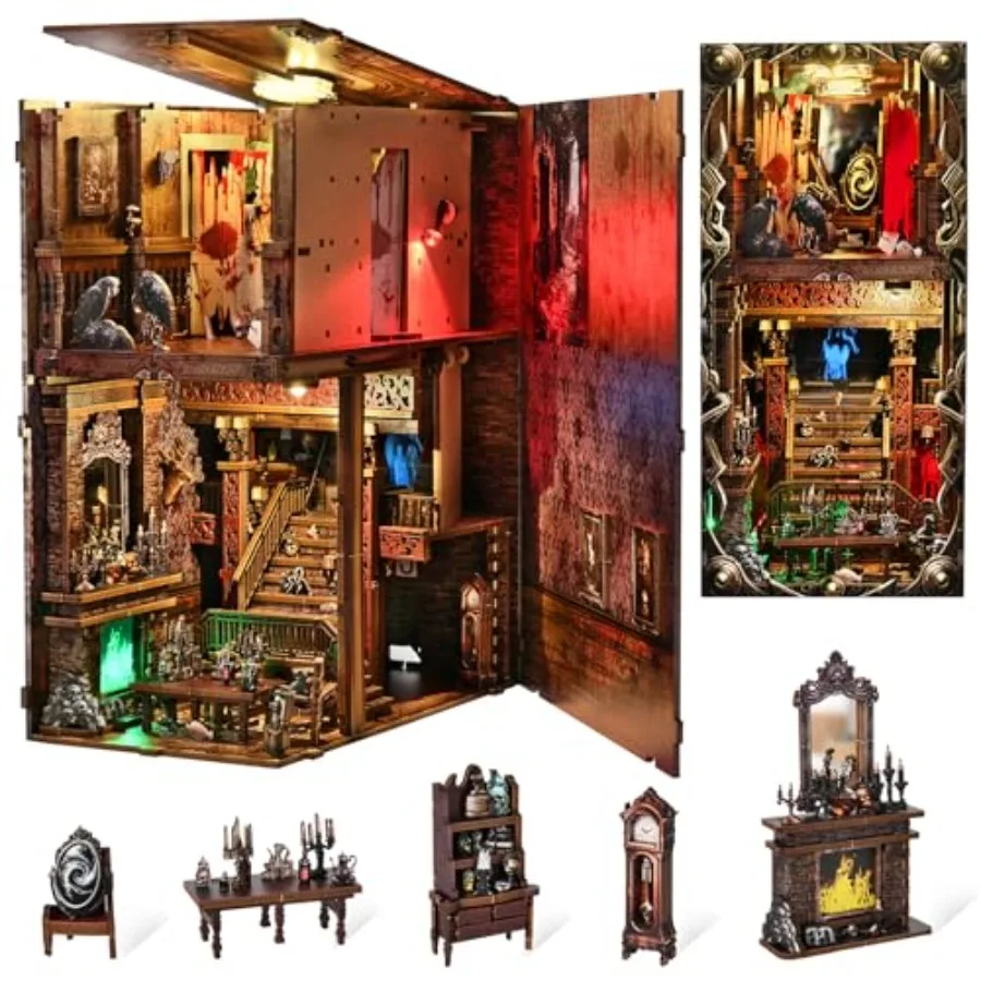 Creepy Book Nook Kit, DIY Miniature Dollhouse Halloween 3D Puzzle, Horror Scary 3D Wooden Puzzle Bookend Bookshelf Insert Decor
Creepy Book Nook Kit, DIY Miniature Dollhouse Halloween 3D Puzzle, Horror Scary 3D Wooden Puzzle Bookend Bookshelf Insert Decor