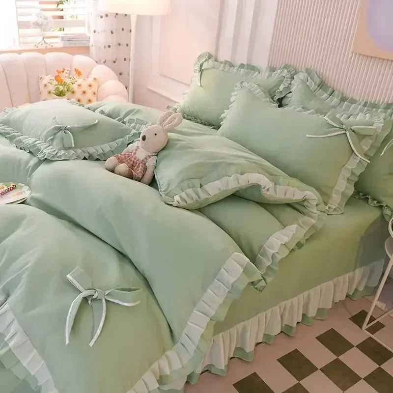 Cute Princess Style Pink Quilt Cover 4-piece Luxury Double Bed Bedding Four-piece Set Duvet Cover Bed Sheet Pilllowcase
Cute Princess Style Pink Quilt Cover 4-piece Luxury Double Bed Bedding Four-piece Set Duvet Cover Bed Sheet Pilllowcase