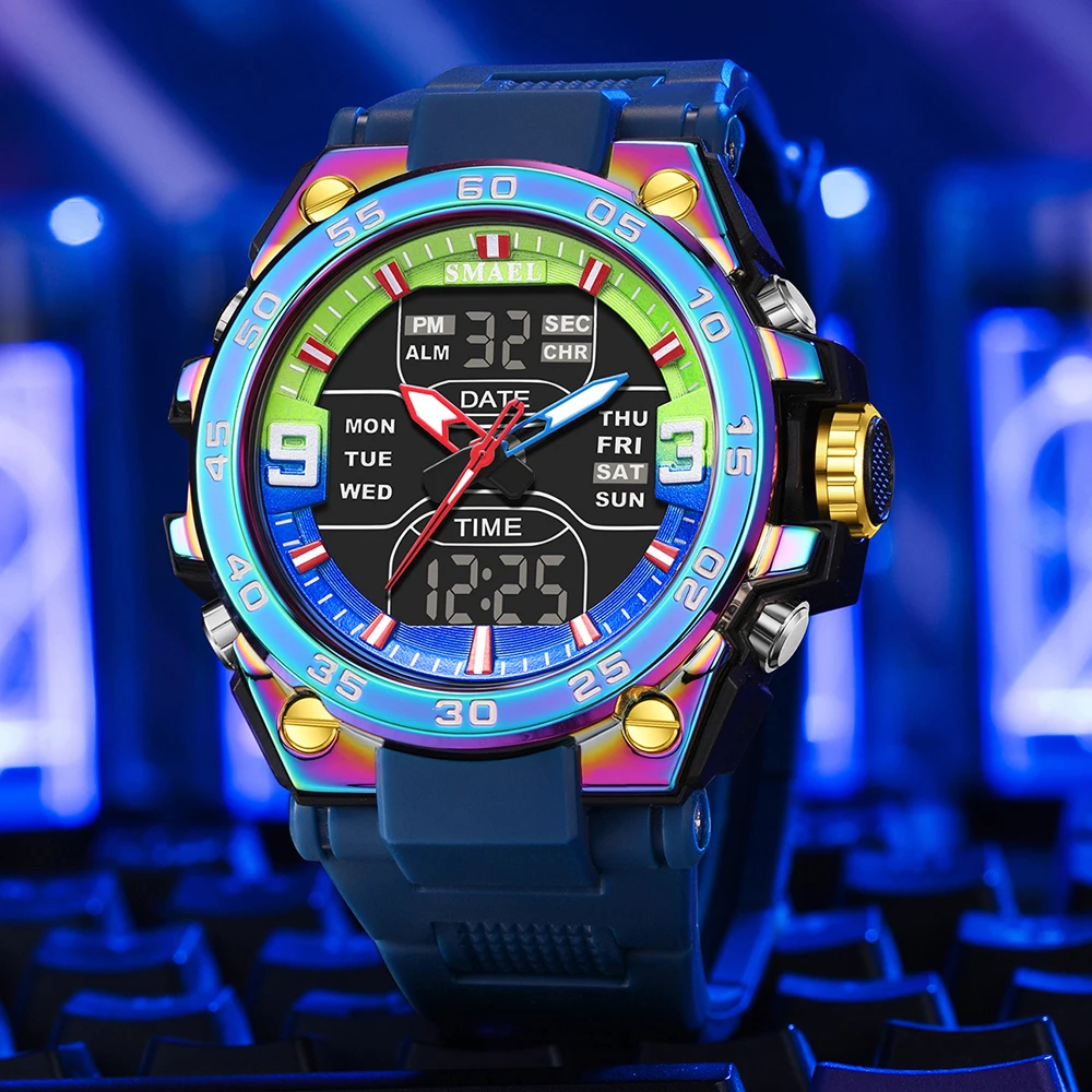 SMAEL New Arrival Sport Digital Mens Watches Dual Time Cool Ornament Large Dial Display Men Quartz Wristwatches Man Gift
SMAEL New Arrival Sport Digital Mens Watches Dual Time Cool Ornament Large Dial Display Men Quartz Wristwatches Man Gift
