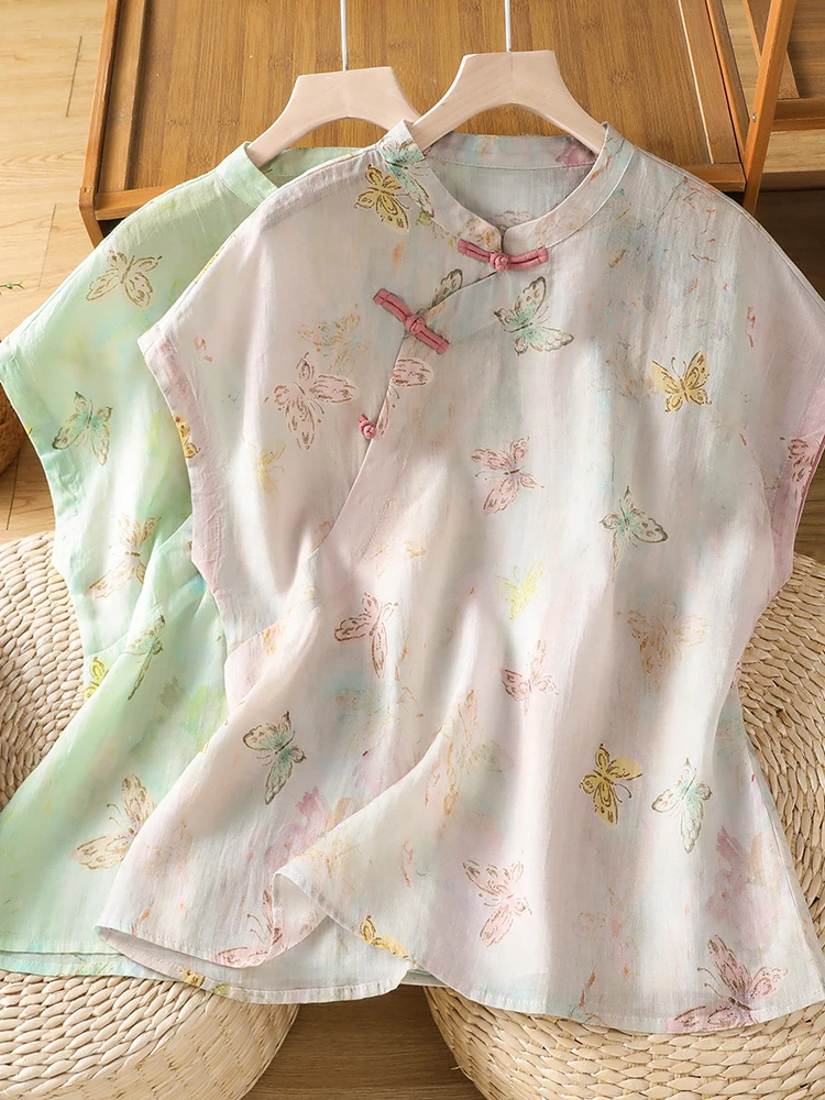 Retro Chinese Style Women's Shirt Gradient Sleeveless Top Summer Cool Feeling Regular Sleeve Length Stand Collar
Retro Chinese Style Women's Shirt Gradient Sleeveless Top Summer Cool Feeling Regular Sleeve Length Stand Collar