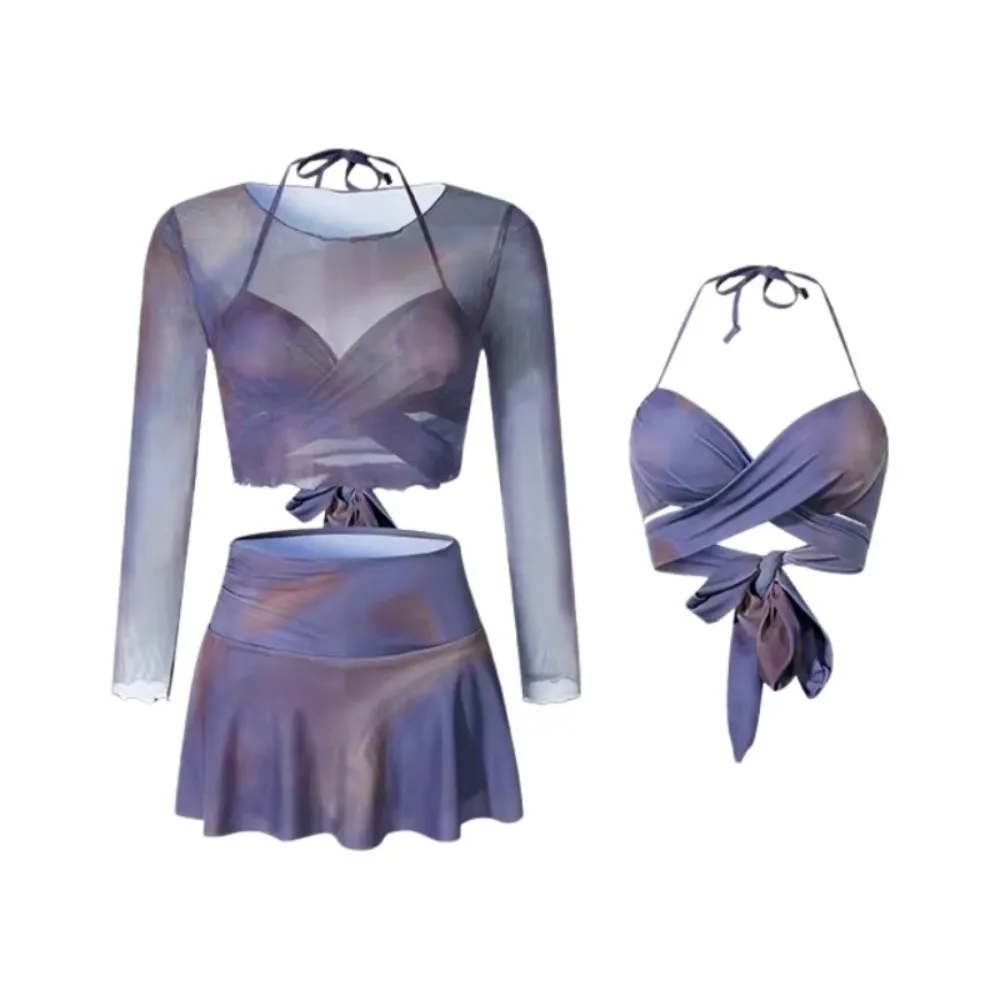 Ins Tie-dye 3 in 1 Swimwear Set Purple Sun Protection Long Sleeve Swimsuit camisole Beachwear Bikini Bathing Suit Beach
Ins Tie-dye 3 in 1 Swimwear Set Purple Sun Protection Long Sleeve Swimsuit camisole Beachwear Bikini Bathing Suit Beach
