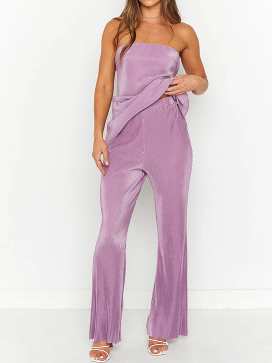 Womens Sexy 2 Piece Pants Set Strapless Off Shoulder Tube Tops Pleated Wide Leg Pants Y2k Outfits Suits Summer Women Clothing
Womens Sexy 2 Piece Pants Set Strapless Off Shoulder Tube Tops Pleated Wide Leg Pants Y2k Outfits Suits Summer Women Clothing