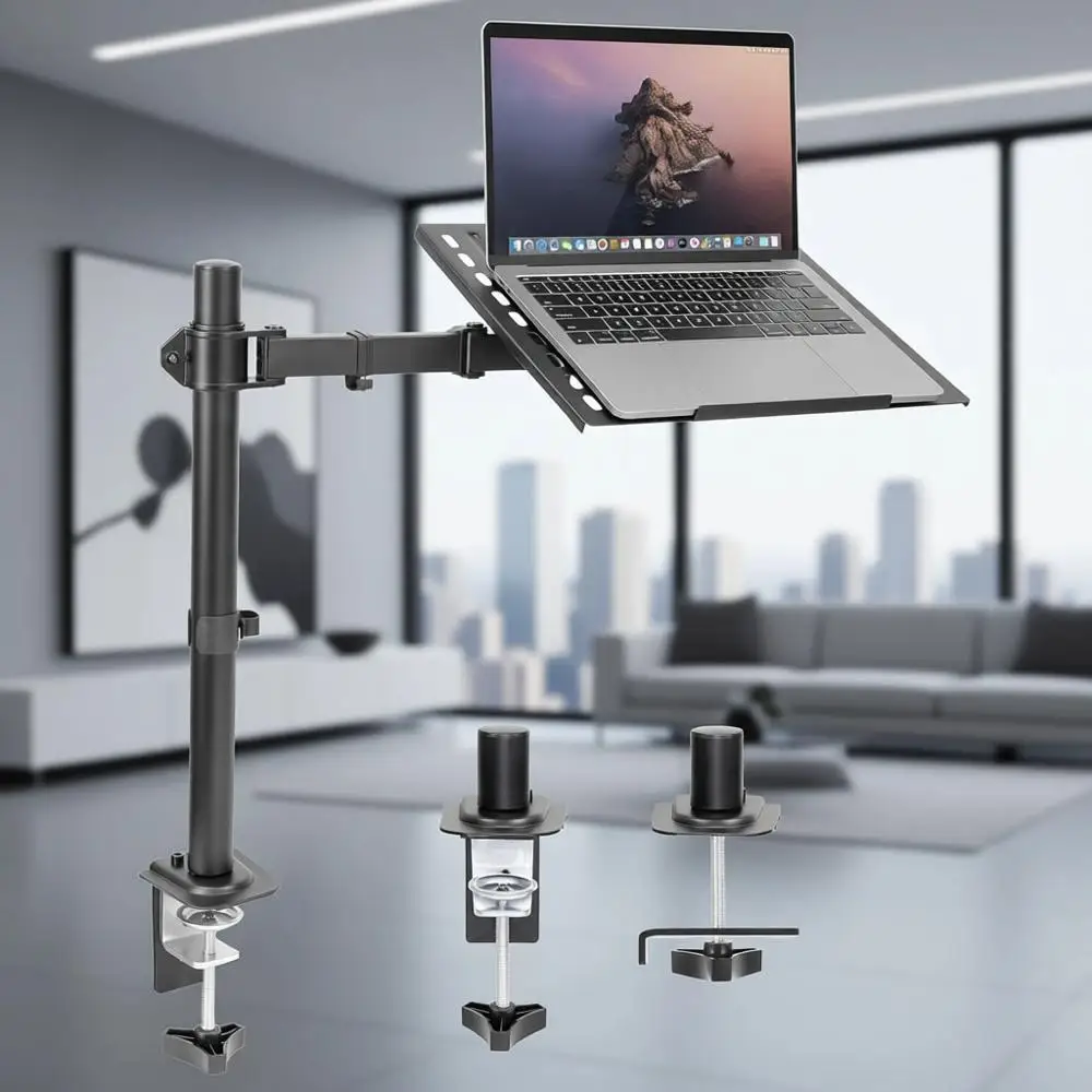 Fully Adjustable Ergonomic Laptop Stand with Cable Management, Vented Tray, Clamp & Grommet Base, Fits Laptops up to 17, Black
Fully Adjustable Ergonomic Laptop Stand with Cable Management, Vented Tray, Clamp & Grommet Base, Fits Laptops up to 17, Black