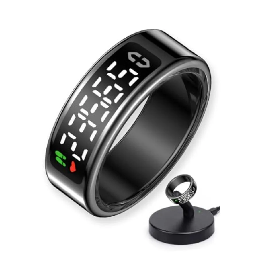 Smart Ring with LED Display for Fitness Tracking IP68 Waterproof Health Monitor Ring with Blood Oxygen Heart Rate Tracking Long
Smart Ring with LED Display for Fitness Tracking IP68 Waterproof Health Monitor Ring with Blood Oxygen Heart Rate Tracking Long