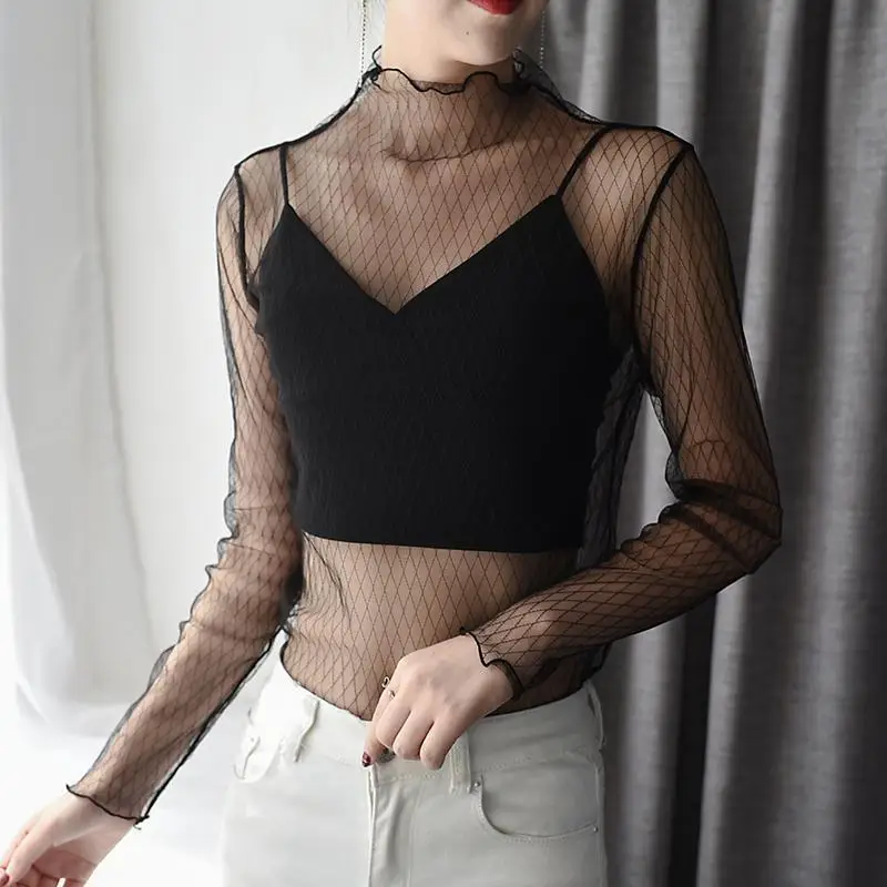Привлекательная кружевная Дизайнерская футболка с ромбовидным узором, женская одежда, сетчатая Прозрачная женская футболка с длинным рукавом, топы, рубашки и блузки
Привлекательная кружевная Дизайнерская футболка с ромбовидным узором, женская одежда, сетчатая Прозрачная женская футболка с длинным рукавом, топы, рубашки и блузки