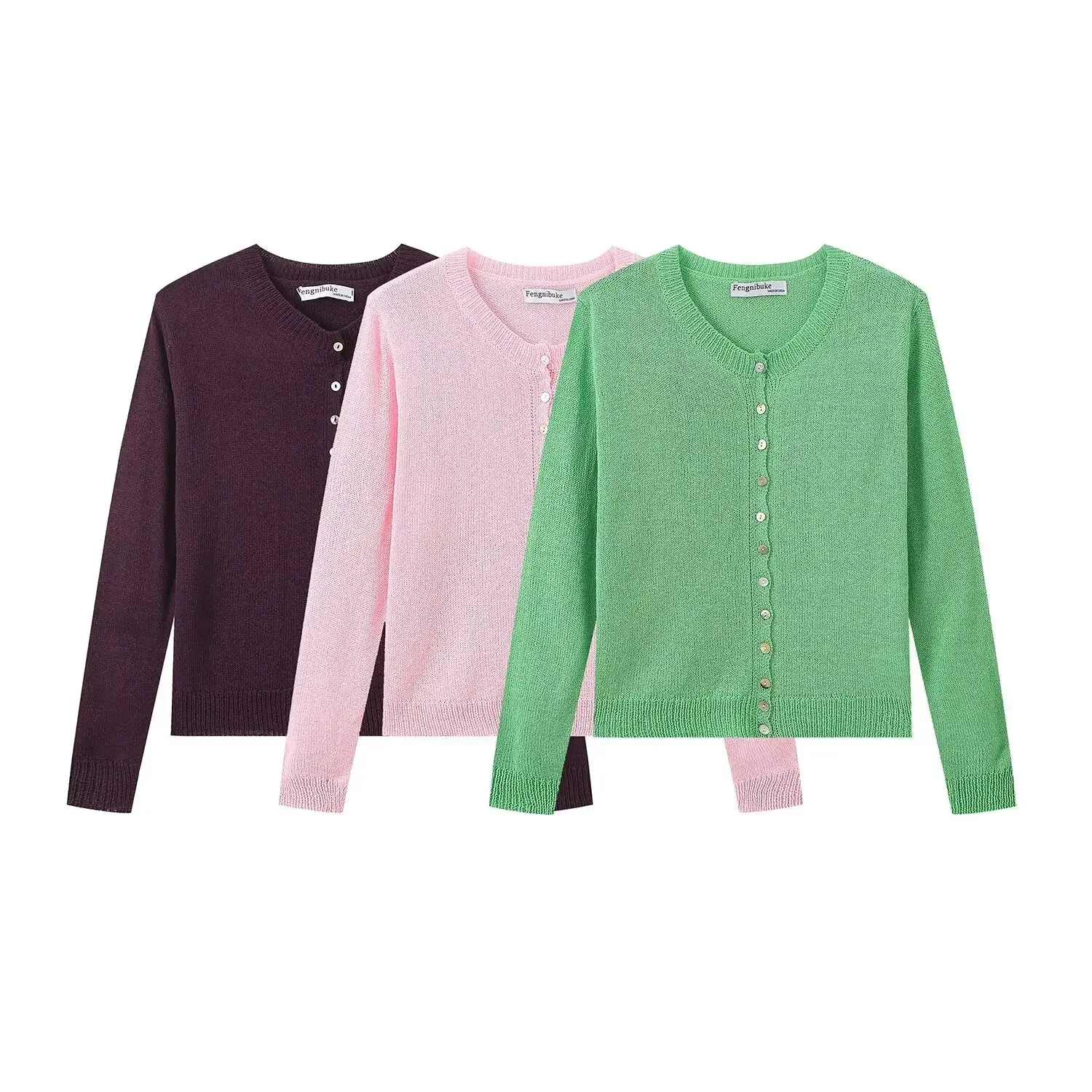 Women's 2024 new fashion elastic slim short O Neck knitted cardigan retro long sleeved button up women's coat chic top
Women's 2024 new fashion elastic slim short O Neck knitted cardigan retro long sleeved button up women's coat chic top