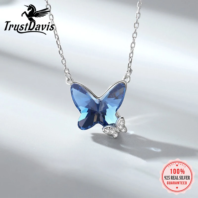TrustDavis Real 925 Sterling Silver Women's Fashion Sweet Blue Crystal Butterfly Necklace for Women Gril Gift Jewelry DS4218
TrustDavis Real 925 Sterling Silver Women's Fashion Sweet Blue Crystal Butterfly Necklace for Women Gril Gift Jewelry DS4218