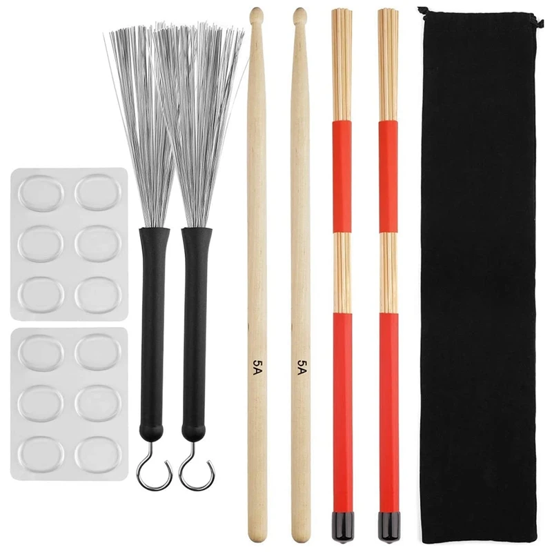 Drum Sticks Set,5A Maple Wood Drum Sticks,Drum Rods Brushes,Retractable Drum Wire Brushes,Drum Dampeners With Bag
Drum Sticks Set,5A Maple Wood Drum Sticks,Drum Rods Brushes,Retractable Drum Wire Brushes,Drum Dampeners With Bag