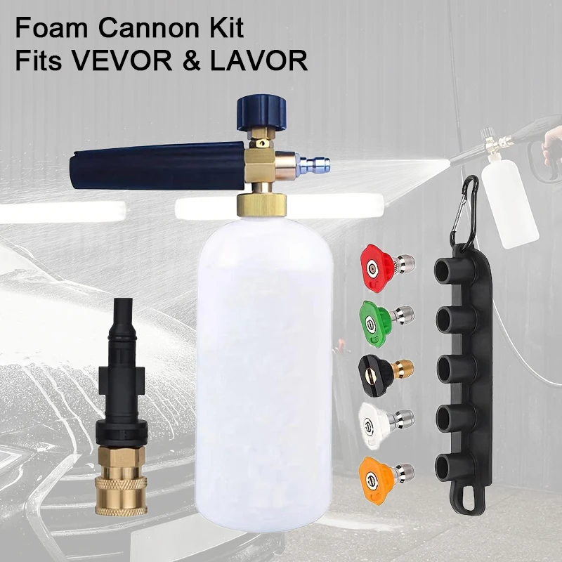 Комплект пенопластовой пушки 1 л с 5 насадками, быстроразъемным соединением 1/4 дюйма, аксессуар для мойки высокого давления, подходит для VEVOR и LAVOR, электрический очиститель
Комплект пенопластовой пушки 1 л с 5 насадками, быстроразъемным соединением 1/4 дюйма, аксессуар для мойки высокого давления, подходит для VEVOR и LAVOR, электрический очиститель