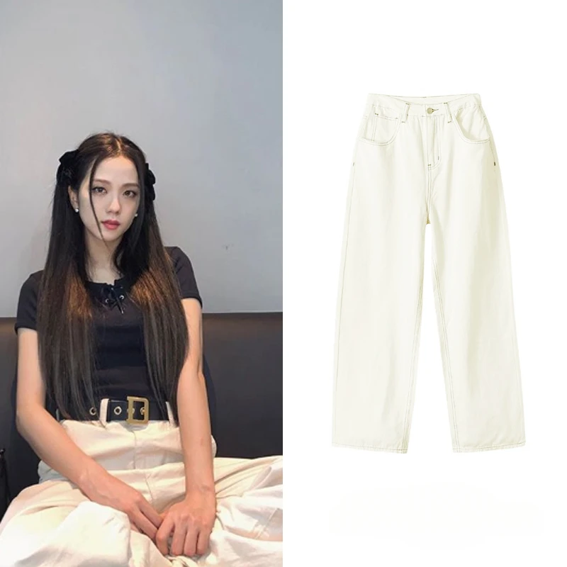 Kpop Korean Singer Street Sexy Outfits Y2k Concert Costume White Baggy High Waist Wide-Leg Straight Jeans Women Performance Wear
Kpop Korean Singer Street Sexy Outfits Y2k Concert Costume White Baggy High Waist Wide-Leg Straight Jeans Women Performance Wear