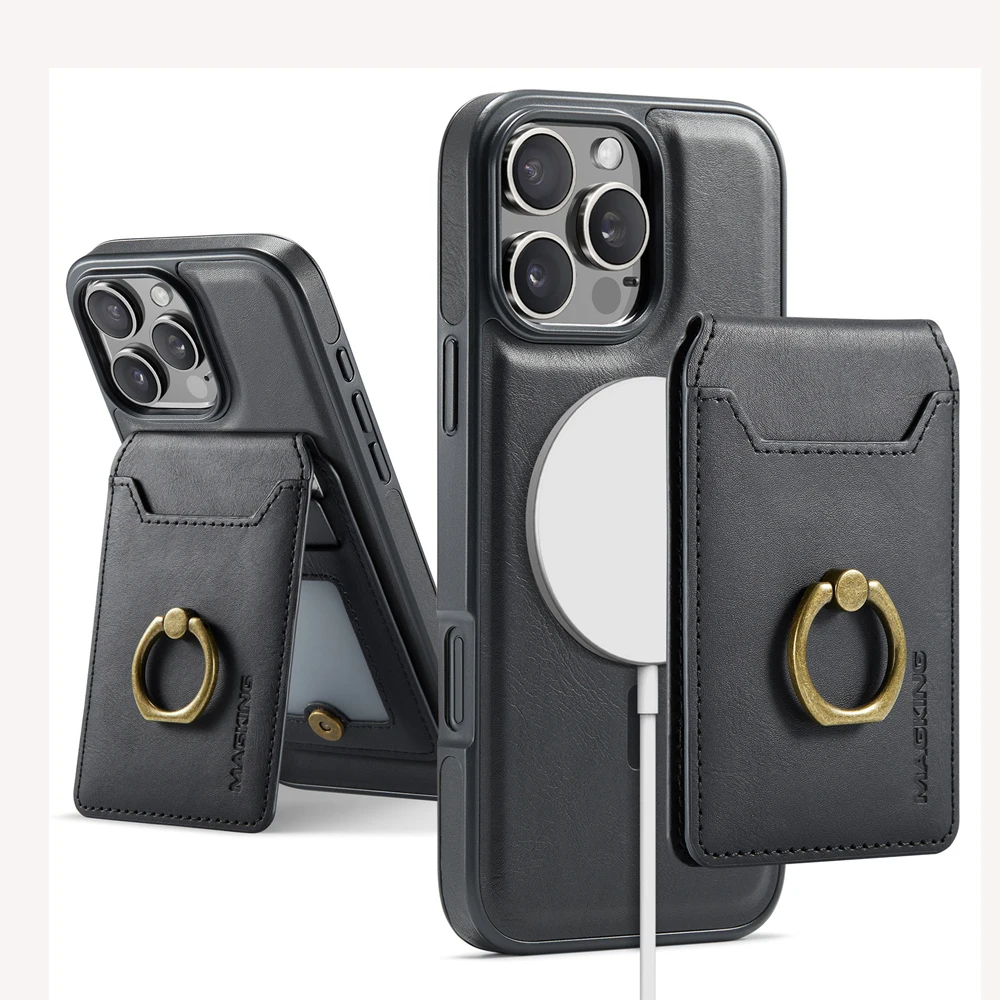 Leather Card Holder Wallet Case with Ring Stand for iPhone 16 Pro Max/16/15/14/13/12 Magnetic 2 in 1 Detachable Phone Case
Leather Card Holder Wallet Case with Ring Stand for iPhone 16 Pro Max/16/15/14/13/12 Magnetic 2 in 1 Detachable Phone Case