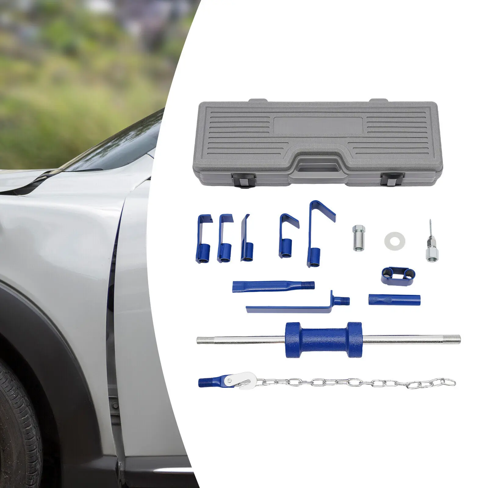 Dent Puller, Automotive Hammer Puller Frame Set, Slide Hammer Dent Puller Set with Carrying Case
Dent Puller, Automotive Hammer Puller Frame Set, Slide Hammer Dent Puller Set with Carrying Case