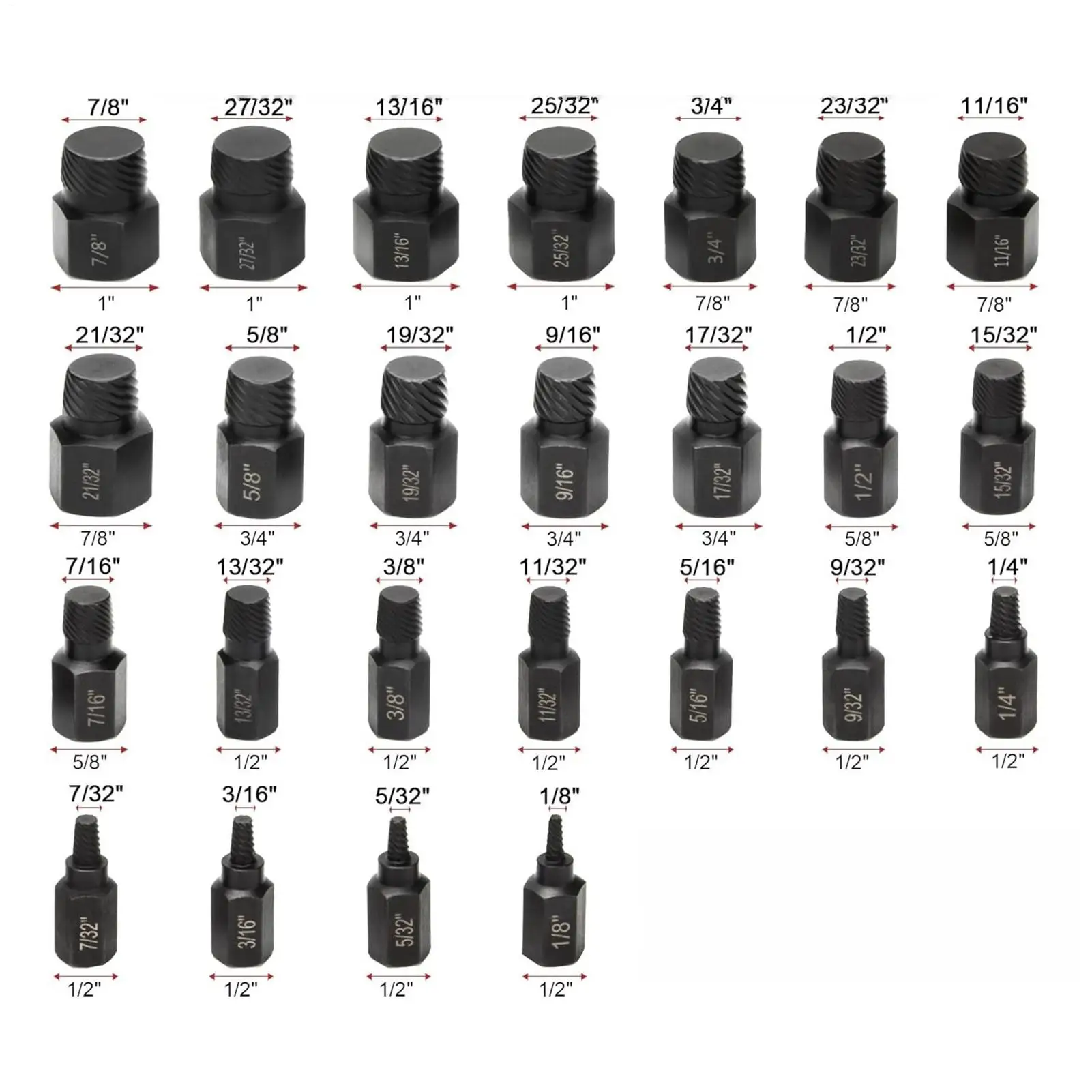 Bolt Extractor Kit Easy Out Metal Heavy Duty Hand Tools 25-Piece Screw Extraction Socket Set For Damaged Stripped Broken Screws
Bolt Extractor Kit Easy Out Metal Heavy Duty Hand Tools 25-Piece Screw Extraction Socket Set For Damaged Stripped Broken Screws