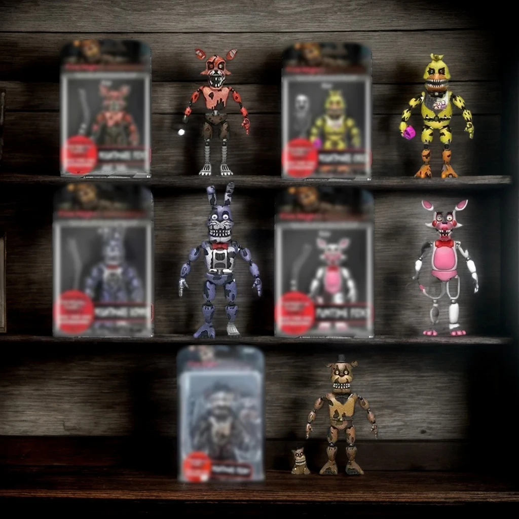 14cm Nightmare Freddy Bonnie Foxy Chica Action Figure Movable Blacklight Freddy Frostbe PVC Model Collection Toys Original Box
14cm Nightmare Freddy Bonnie Foxy Chica Action Figure Movable Blacklight Freddy Frostbe PVC Model Collection Toys Original Box