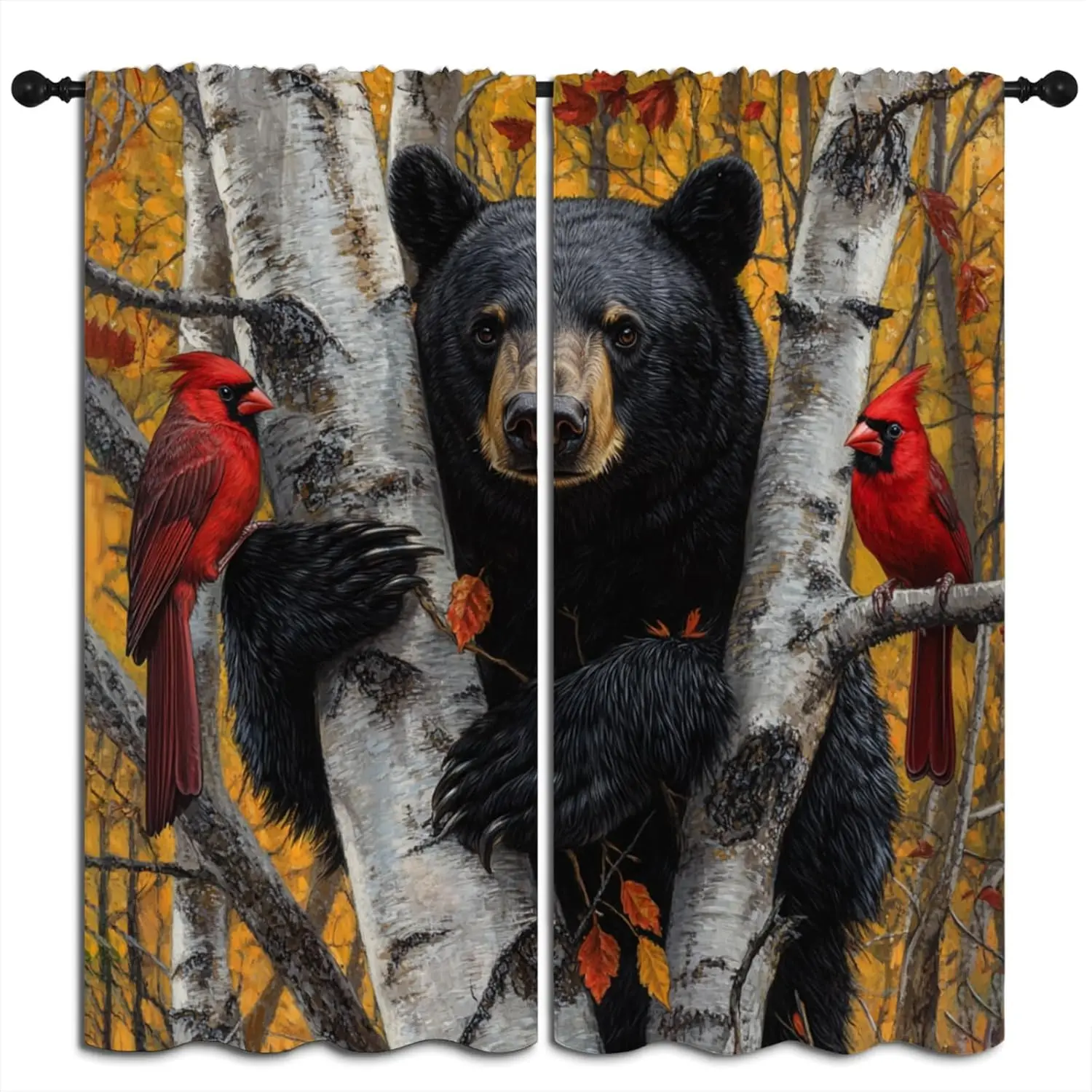 Cardinal and Black Bear Blackout Curtains for Boys Girl Bedroom Home Decor, Wildlife Autumn Woods Painting Art Thermal Insulated
Cardinal and Black Bear Blackout Curtains for Boys Girl Bedroom Home Decor, Wildlife Autumn Woods Painting Art Thermal Insulated