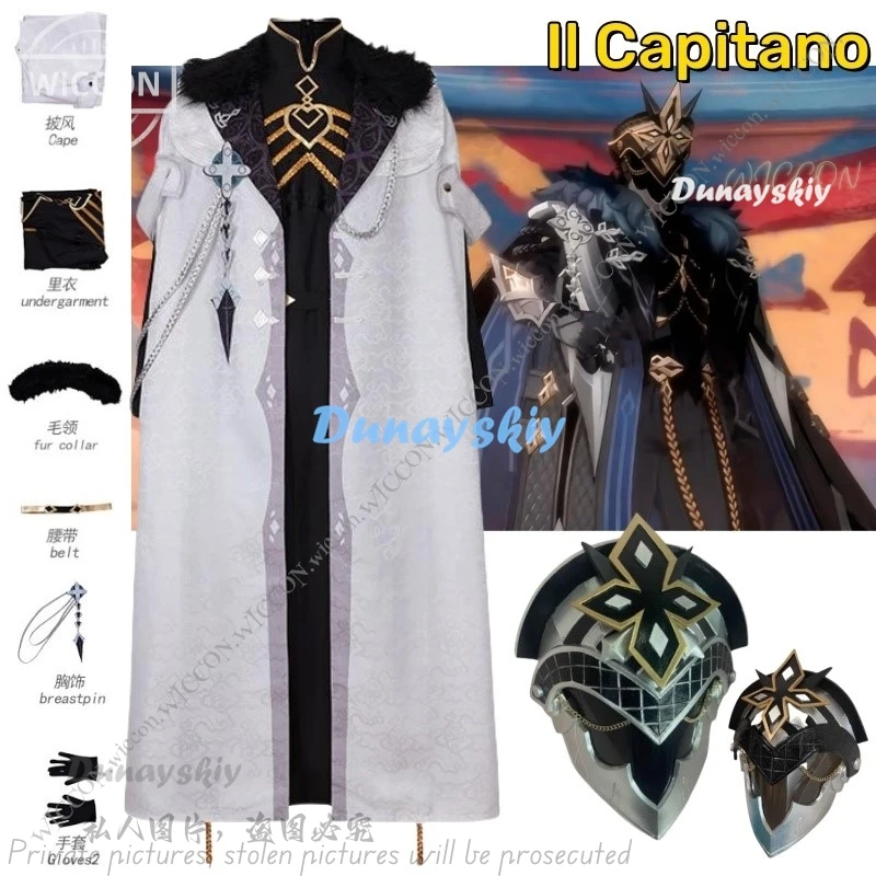Il Capitano New Cosplay Costume Anime Game Mask Genshin Impact Fatui Snezhnaya Halloween Costume Party Woman Man Comic-Con
Il Capitano New Cosplay Costume Anime Game Mask Genshin Impact Fatui Snezhnaya Halloween Costume Party Woman Man Comic-Con