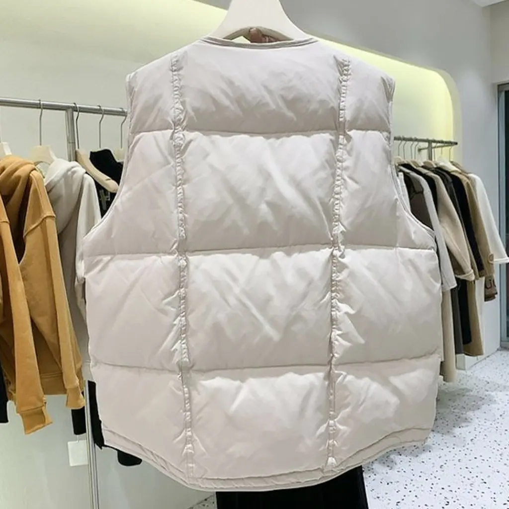 Korean Style Women's Sleeveless Jacket Vest Top round Neck down Cotton Waistoutwear Elegant Simple Trendy Autumn Winter
Korean Style Women's Sleeveless Jacket Vest Top round Neck down Cotton Waistoutwear Elegant Simple Trendy Autumn Winter