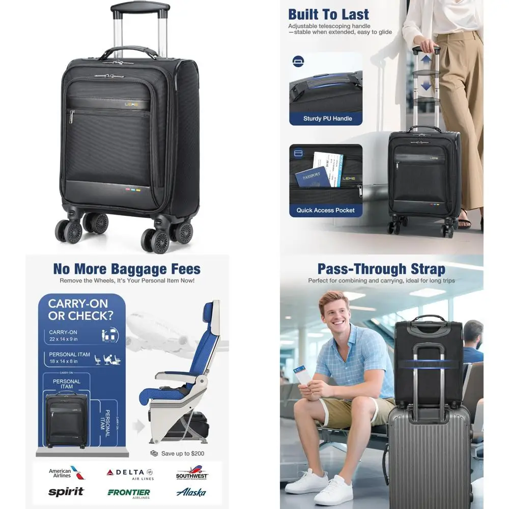 16 Inch Softside Carry-On Luggage with Wheels, Airline Approved Under Seat Suitcase, Personal Item Bag for Travel
16 Inch Softside Carry-On Luggage with Wheels, Airline Approved Under Seat Suitcase, Personal Item Bag for Travel