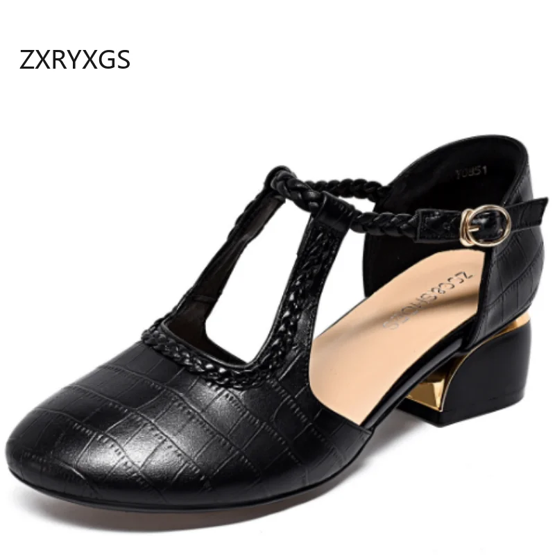 ZXRYXGS Temperament Elegant Cowhide Round Toe Women Trendy Sandals 2025 Personality Kid Suede Side Empty Thick Low Heel Sandals
ZXRYXGS Temperament Elegant Cowhide Round Toe Women Trendy Sandals 2025 Personality Kid Suede Side Empty Thick Low Heel Sandals