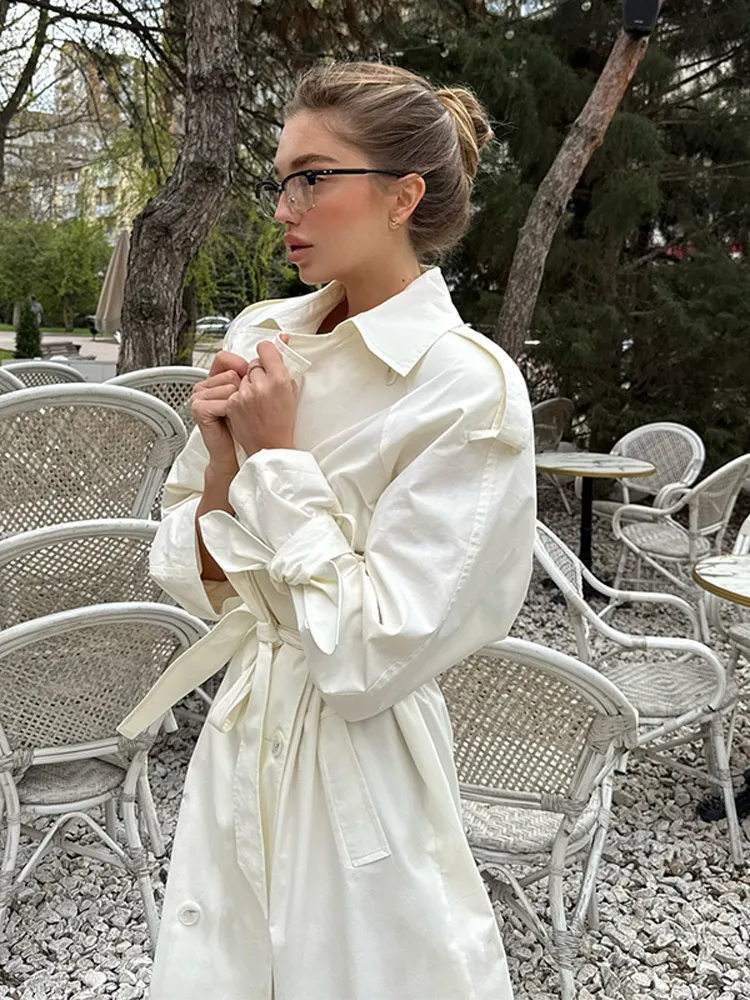 Elegant Solid Lapel Long Trenches Women Casual Loose Single Breasted Slit Trench Jacket With Belt Female Autumn Chic Streetwear
Elegant Solid Lapel Long Trenches Women Casual Loose Single Breasted Slit Trench Jacket With Belt Female Autumn Chic Streetwear