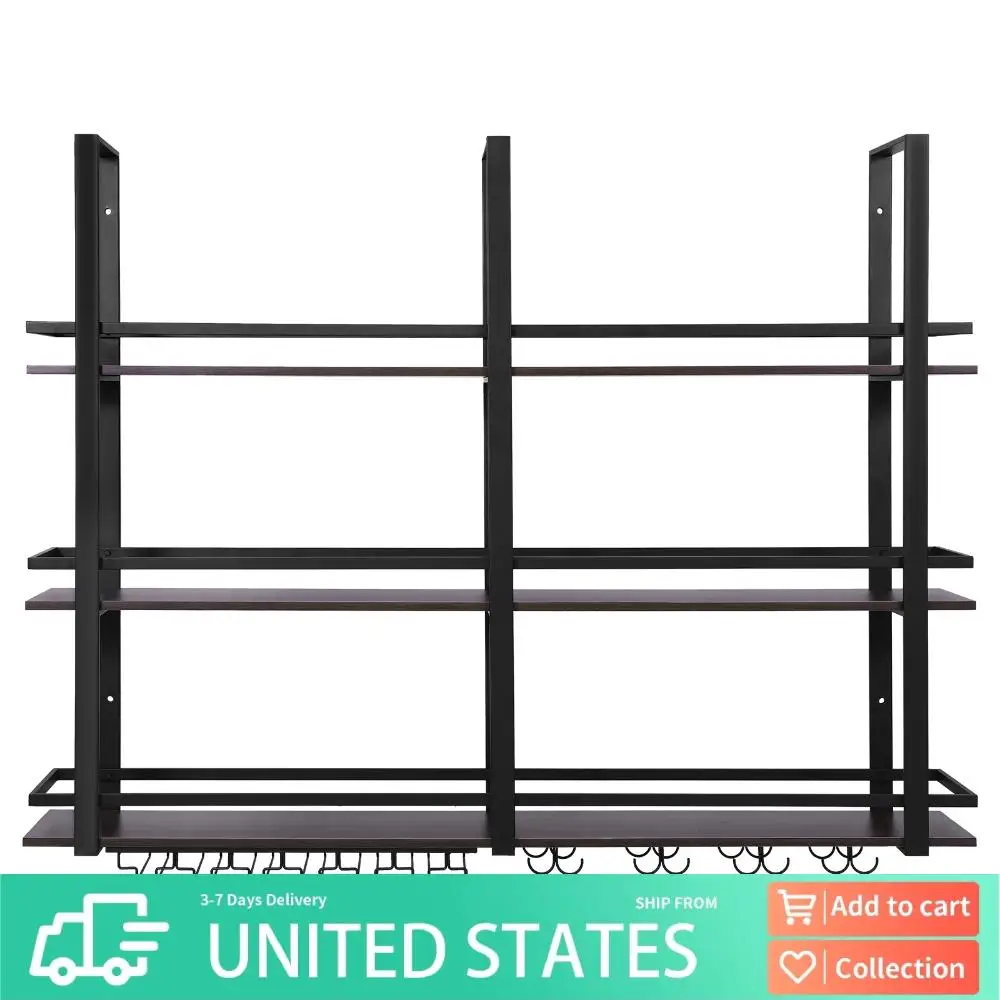 Wall Mounted Wine Rack 3 Tier Industrial Liquor Shelves with Glass Holder Wine Glass Bottle Rack for Home Dining Room & Kitchen
Wall Mounted Wine Rack 3 Tier Industrial Liquor Shelves with Glass Holder Wine Glass Bottle Rack for Home Dining Room & Kitchen