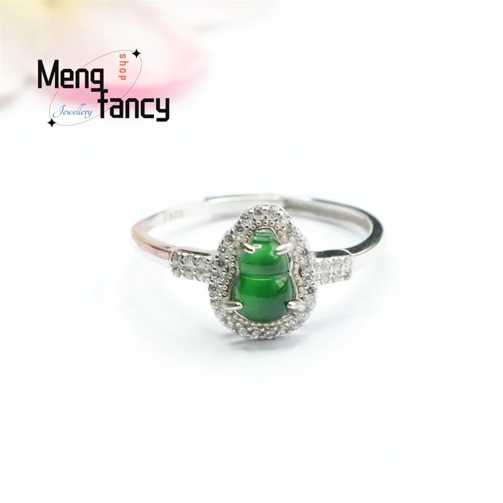 S925 Silver Lnlaid Natural Jadeite Exquisite Elegant High-grade Ring Ice Type Imperial Green Gourd Ring Luxury Quality Jewelry
S925 Silver Lnlaid Natural Jadeite Exquisite Elegant High-grade Ring Ice Type Imperial Green Gourd Ring Luxury Quality Jewelry