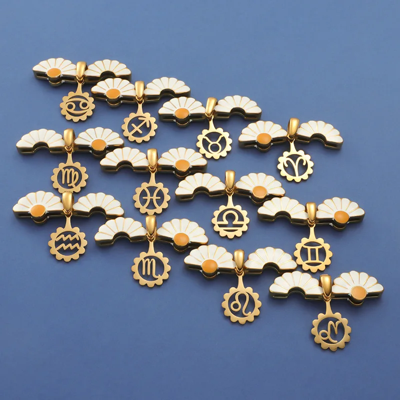 Stainless Steel Zodiac Charm Gold Color Metal Constellations Charms daisy Charms Wholesale 30pcs/lot
Stainless Steel Zodiac Charm Gold Color Metal Constellations Charms daisy Charms Wholesale 30pcs/lot