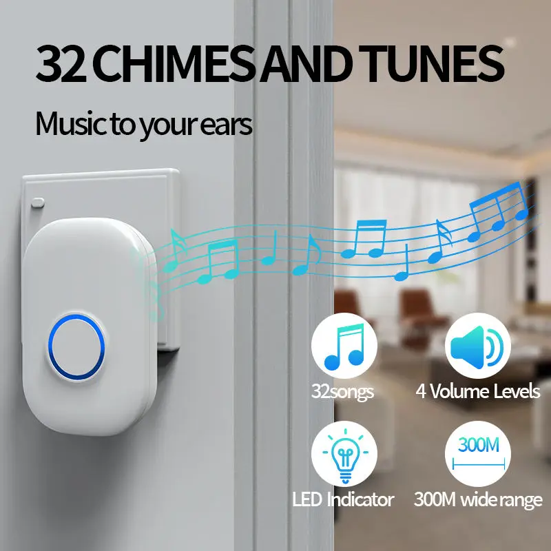 SIXWGH Modern Black Wireless Doorbell Battery-Powered Waterproof IP44 UK/US/EU Plug 1 1 Kit for Villa Home Park Hospital Bell
SIXWGH Modern Black Wireless Doorbell Battery-Powered Waterproof IP44 UK/US/EU Plug 1 1 Kit for Villa Home Park Hospital Bell